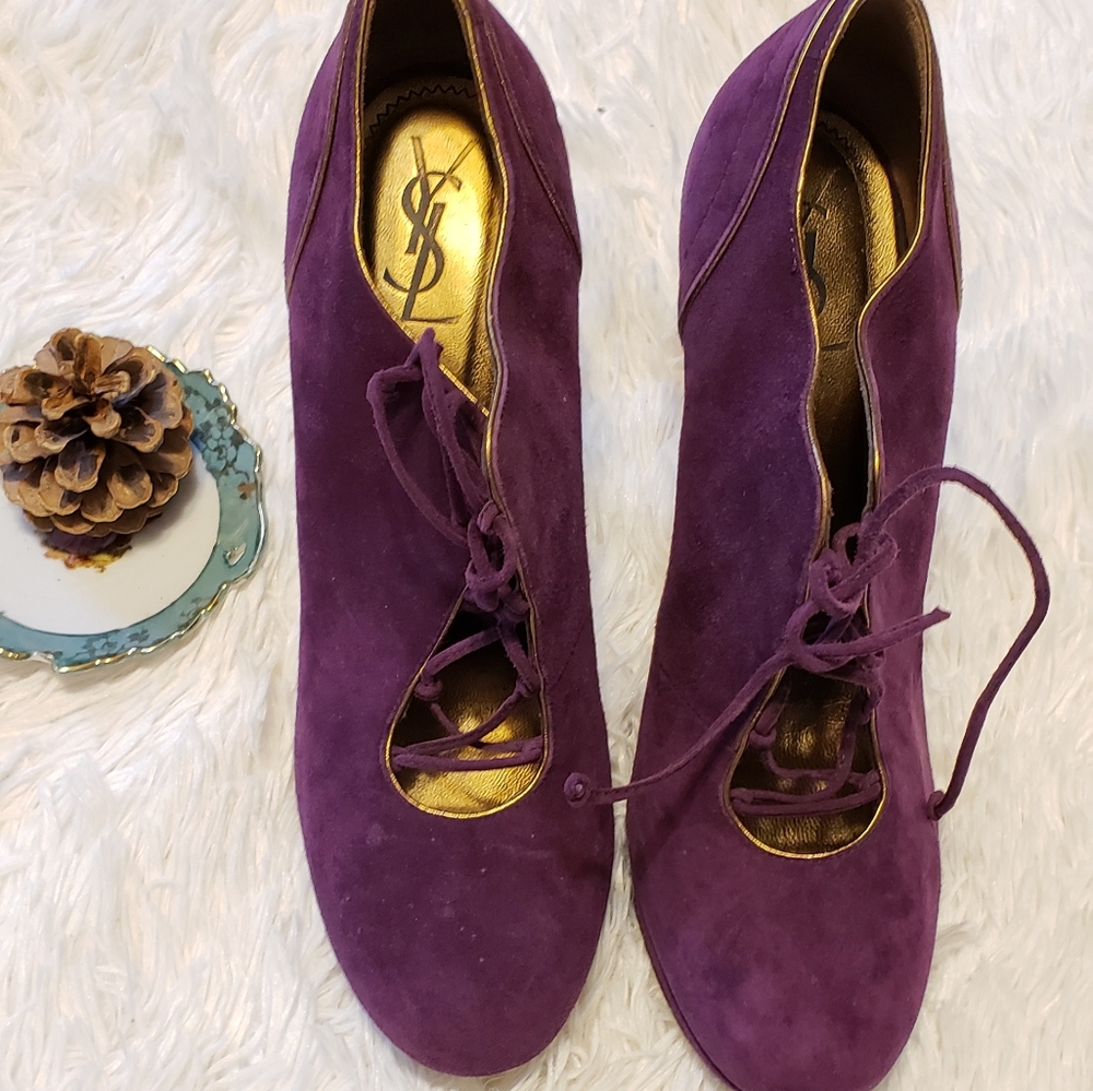 Yves Saint Laurent Suede Lace Booties